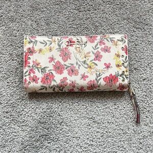 Jessica Simpson Floral Clutch with Red and Yellow Accents